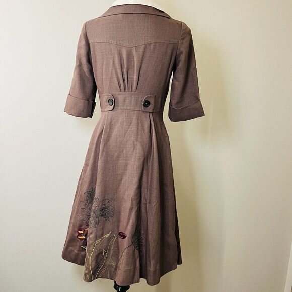 Anthropologie Long Look Coat Dress by Floreat Sz 6 Large Very Rare! As Shown - Picture 5 of 16